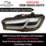 BMW 5 Series 2020-2024 Lci G30 G31 F90 M5 Adaptive LED Headlight/headlamp Left/Passenger/Near Side