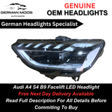 Genuine Oem Audi A4/S4/Rs4 2020-2024 B9.5 Facelift full LED Headlight/Headlamp Assembly Left /Passenger/Near Side