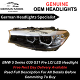 BMW 5 Series 2017-2020 Pre LCI G30 G31 Xenon Headlight Assembly Left/Passenger/Near Side