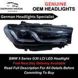 BMW 5 Series 2020-2024 Lci G30 G31 F90 M5 Shadow Edition LED Headlight/headlamp Right/Driver/Off Side