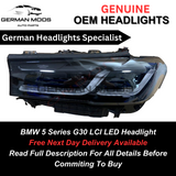 BMW 5 Series 2020-2024 Lci G30 G31 F90 M5 shadow edition LED Headlight/headlamp Left/Passenger/Near Side Complete Unit