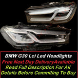 BMW 5 Series 2020-2024 Lci G30 G31 F90 M5 LED Headlight Assembly Left And Right Side complete pair