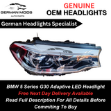 BMW 5 Series 2017-2020 Pre Lci G30 G31 F90 M5 Adaptive LED Headlight/headlamp Right/Driver/Off Side