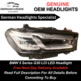 BMW 5 Series 2020-2024 Lci G30 G31 F90 M5 Adaptive LED Headlight/headlamp Right/Driver/Off Side Complete Unit