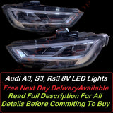 Genuine Oem Audi A3/S3/RS3 8V 2016-2020 Full Led Headlight/Headlamp Assembly Right and  Left side complete lights pair