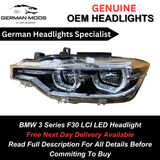 BMW 3 Series F30 2013-2019 Lci Full Led Headlight/Headlamp Assembly Left/passenger/near side Genuine Oem complete unit