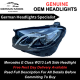 Genuine/Oem Mercedes-Benz E Class 2016-2020  W213 High Performance Led Headlight/Headlamp Assembly Left/passenger/Near side complete unit