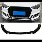 Audi A3 8V S-line 2017+ Front Bumper Lip Lower Spoiler Chin Splitter gloss Black